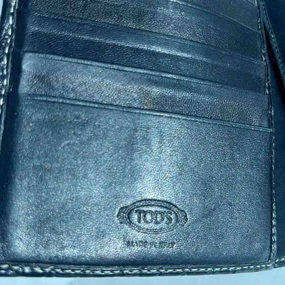 Authentic TOD’S Black Alligator Leather Tri-Fold Wallet